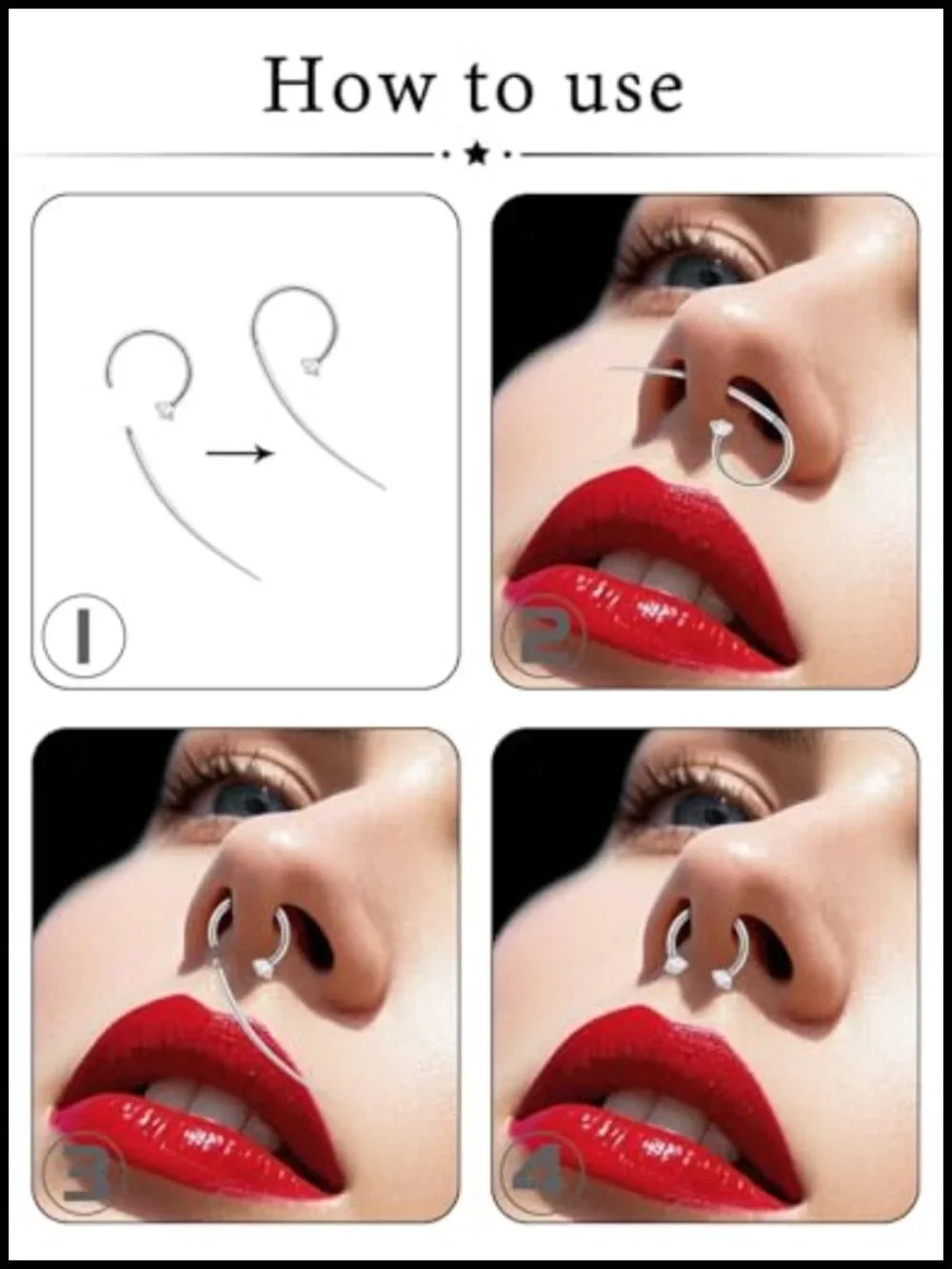 Titanium Double Gem Horseshoe Nose Ring 16G Hypoallergenic Piercing Jewelry